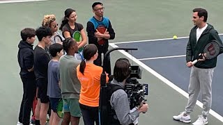 Roger Federer x Met Gala 2023 Roger Federer Playing Tennis With Fans in New York [upl. by Hobbie]