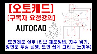 구독자 요청강의  오토캐드 실무 도면제도 도면해석 정면도 투상 및 설명 리브 제도방법 치수 넣기 도면 쉽게 그리는 노하우 캐드자격증 현장캐드 등 [upl. by Barth]