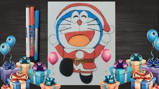 How To Draw Doraemon Santa Claus Step by stepDoraemon Santa Claus Drawing Very Easy and Very Hard [upl. by Bevan]