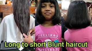 Long to Short HaircutBlunt hair cuttingfull tutorial [upl. by Babbie]