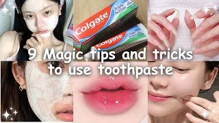 9 MAGIC benefits of toothpaste beauty tips and tricks [upl. by Suollecram708]