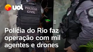 Operação RJ Polícia do Rio realiza operação contra o tráfico de drogas com mil agentes e drones [upl. by Noirb]