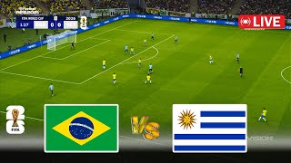 🔴LIVE  Brazil vs Uruguay  World Cup 2026 Qualifiers  Ao Vivo Full Match  PES Game Simulation [upl. by Vincents752]