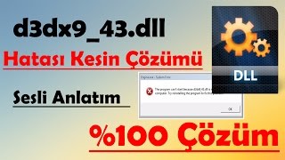 d3dx943dll hatası Çözümü Sesli Anlatım  \u00100 Kesin Çözüm [upl. by Terri]