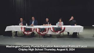 Washington County Florida Education Association Political Candidate Forum on August 8 2024 [upl. by Arreic84]