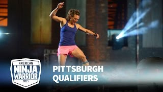 Michelle Warnky at 2015 Pittsburgh Qualifiers  American Ninja Warrior [upl. by Elocn]