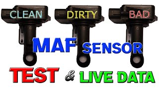 DIRTY MAF VS CLEAN MAF VS BAD MAF SENSOR TESTING AND LIVE DATA with a SCAN TOOL [upl. by Lleirbag]