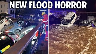 Fresh flood HELL in Spain as cars swept away by surging rivers spilling into town streets [upl. by Schmeltzer856]