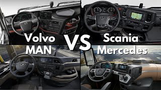 Truck Interior Battle  Scania vs Volvo vs MAN vs Mercedes [upl. by Mela]