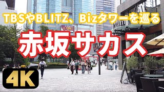 【akasaka Sacas】赤坂サカス周辺を散策！TBSやBLITZ、Bizタワーを巡る4K [upl. by Gnirps106]