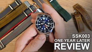 Seiko SSK003  GMT Automatic  One year later  Watch review [upl. by Yddet]