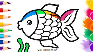 fish drawing How to draw fish step by step simple colour drawing art [upl. by Mctyre723]