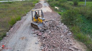 Stronger Mini Dozer Skills Cutting Rock On Road For Vehicle Trucks Driver Crossing Back And Forth [upl. by Alamak108]