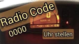 Renault Modus Radio Code einstellen  eingeben und Uhr stellen wenn mal die Batterie ab war [upl. by Hamforrd]