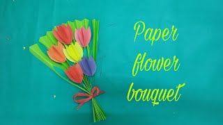 Diy Paper flower bouqueteasy paper flower bouquetpaper crafts [upl. by Leahsim]