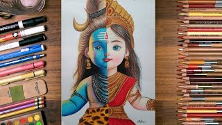 shiv parwati pencil colour drawingcolourer pencil drawingpencil drawing for beginners [upl. by Adialeda]