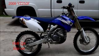 2006 YZ250F FMF Q4 exhaust VS stock [upl. by Eldridge]