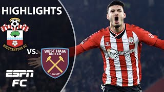 Southampton makes FA Cup quarters after 31 win vs West Ham  FA Cup Highlights  ESPN FC [upl. by Yoong]