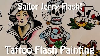 Sailor Jerry Flash  Tattoo Flash Painting [upl. by Ecirehc]