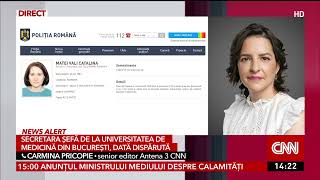 Secretara șefă de la Universitatea de Medicină din București dată dispărută [upl. by Aneeuqahs]