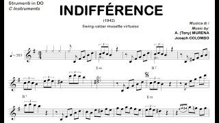 INDIFFÉRENCE 1942 MurenaColombo swingvalse musette Playback Partitions Do Si♭Mi♭pour Accordéon [upl. by Enneyehc]