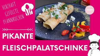 Rezept mit Fleisch für herzhaft gefüllte Palatschinke  Pfannkuchen [upl. by Anowahs]