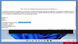 How To Set Up A Python Virtual Environment On Windows 11 [upl. by Akihc348]