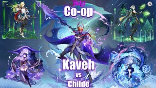 Random coop Kaveh Alhaitham Raiden Shogun amp Furina vs Childe [upl. by Artenra484]