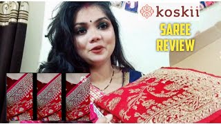 koskii saree review  bridal red saree lkoshreya [upl. by Hekker]