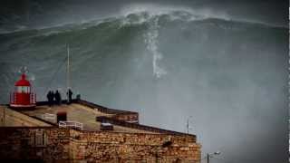 100ft World Record Wave Garrett McNamara Surfing Nazare Portugal [upl. by Yerak]