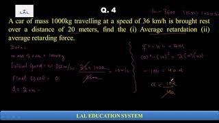 MCQS 4 Find the i Average retardation ii average retarding force K Lal Khatri [upl. by Sivrat617]