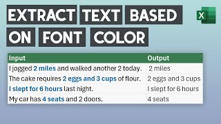 How to Extract Text and Numbers based on Font Color in Excel  Get Text by Color [upl. by Rubia]