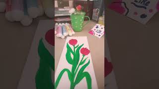 Tulip 🌷 painting in wall art drawing tulipdrawing [upl. by Ainwat464]