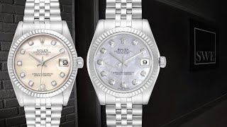 Rolex Datejust Midsize Steel White Gold Diamond Dial Watch 68274 Review  SwissWatchExpo [upl. by Harms]