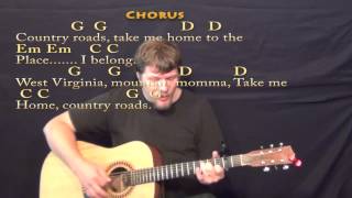 Country Roads John Denver Strum Guitar Cover Lesson with LyricsChords [upl. by Popper]