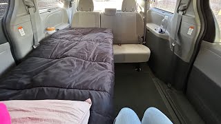 NoBuild Minivan Camper Van Tour 6  3rd row seats up minimalist vanlife toyota campervan [upl. by Anahcra8]