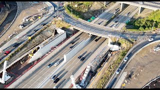 July 2024  M25 Junction 10 Interchange Wisley construction update ahead of weekend full closure [upl. by Nabi888]