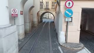 Prague Tramride to Malastrana Recorded from rear window of tram [upl. by Ardnwahs]