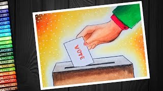 Matdata jagrukta poster  Election  Voter awareness  drawing with oil pastel  step by step [upl. by Derman295]