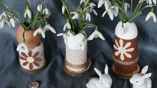 Frühlingsdeko basteln – Schneeglöckchen in Vase aus Eierschalen [upl. by Nura]