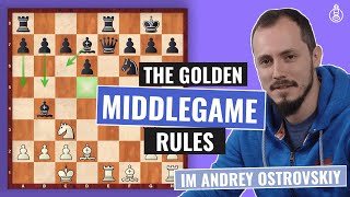 The Golden Rules for the Middlegame  Chess Principles  Improver Level  IM Andrey Ostrovskiy [upl. by Enitsenre608]