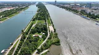 Danube River at Vienna Austria 2nd Longest River in Europe DRONE  Vienna Austria  ECTV [upl. by Kantor432]