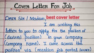 Cover letter for job application  how to write a cover letter for job application  coverletter [upl. by Ala751]