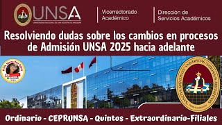 CEPRUNSA I FASE 2025 Y OTROS PROCESOS RESOLVIENDO DUDAS unsa viral arequipa admision datos [upl. by Tucker]