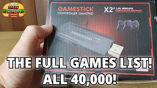 Game Stick X2 Retro Games Console  THE GAMES LIST ALL 40000 Games [upl. by Eppesiug]