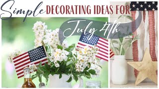 Simple July 4th Decor Ideas  Summer Mantel Display  Rag Flag Tutorial Easy Summer Tablescape Idea [upl. by Ananna990]