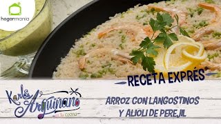 Receta Exprés Arroz con langostinos y alioli de perejil [upl. by Akenehs]