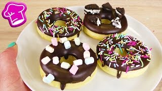 Donuts mit Schoko 🍩 Leckere Donuts aus dem Backofen  Silikon Formen im Test [upl. by Nylirej]