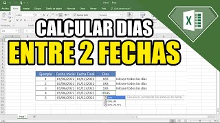 Como calcular los días entre dos fechas en excel 2023  Tipos de cálculos con fechas [upl. by Achilles]