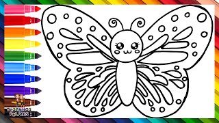 Desenhar E Colorir Uma Borboleta Fofo 🦋🌈 Desenhos Para Crianças [upl. by Eemia]